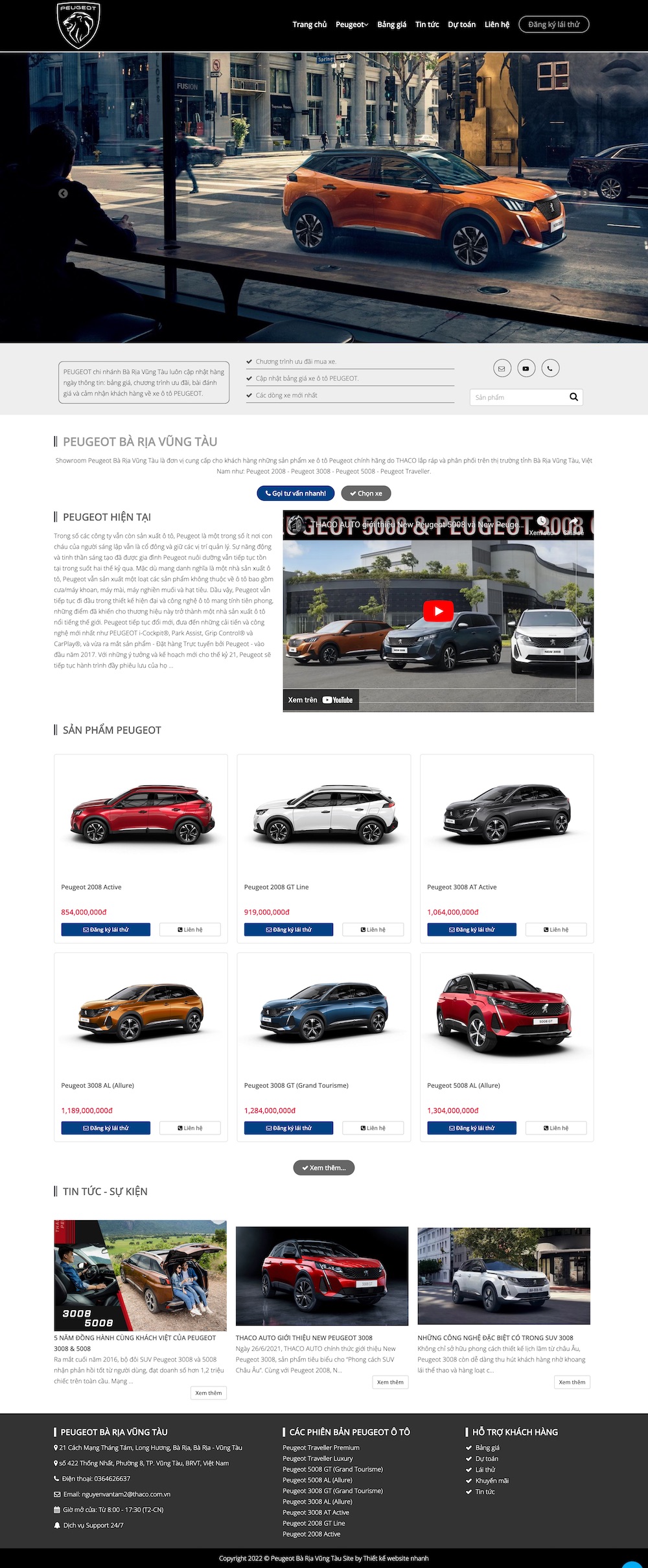Thiết kế web xe ô tô Peugeot
