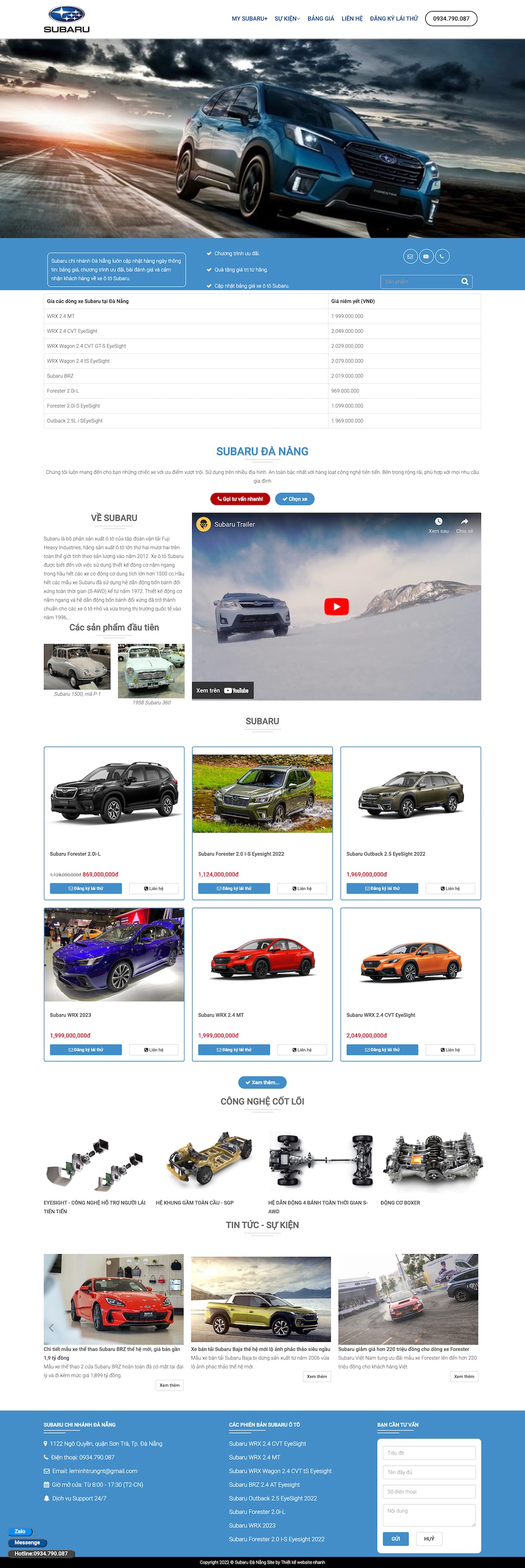 Thiết kế web xe ô tô Subarua